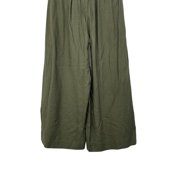 Max Studio London Womens Wide Leg Pants Size S Green Linen Blend Elastic Waist - Picture 9 of 12